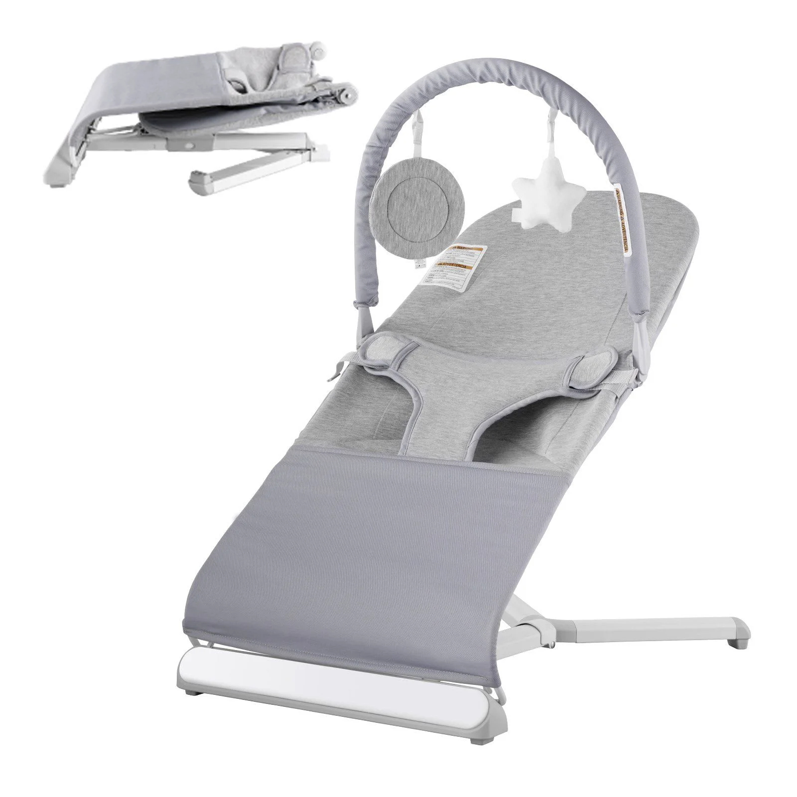 Comfortable VEVOR Baby Bouncer Folding Bouncer Seat Chair for Babies 0-9 Months with Toy Bar - Multicolor Sustainable