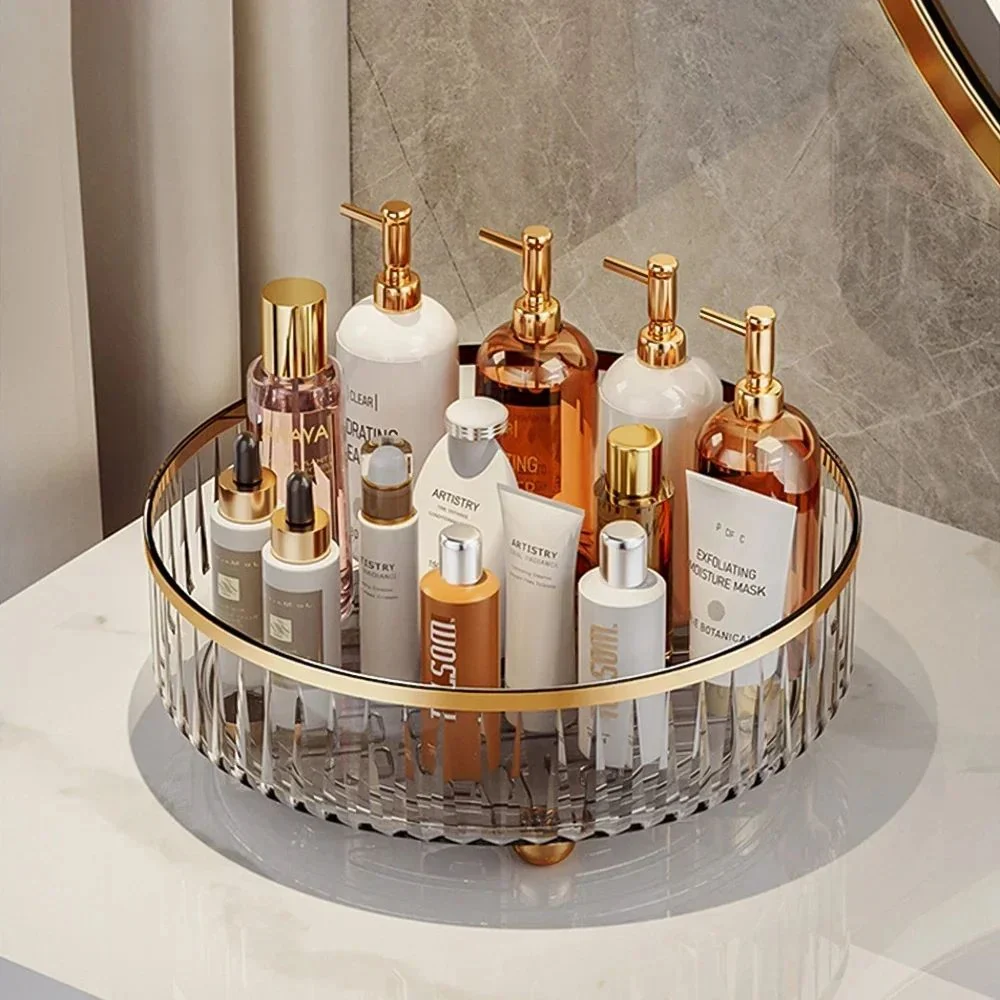 Sustainable Rotating Cosmetic and Skincare Organizer Transparent Luxury Storage Holder Traditional