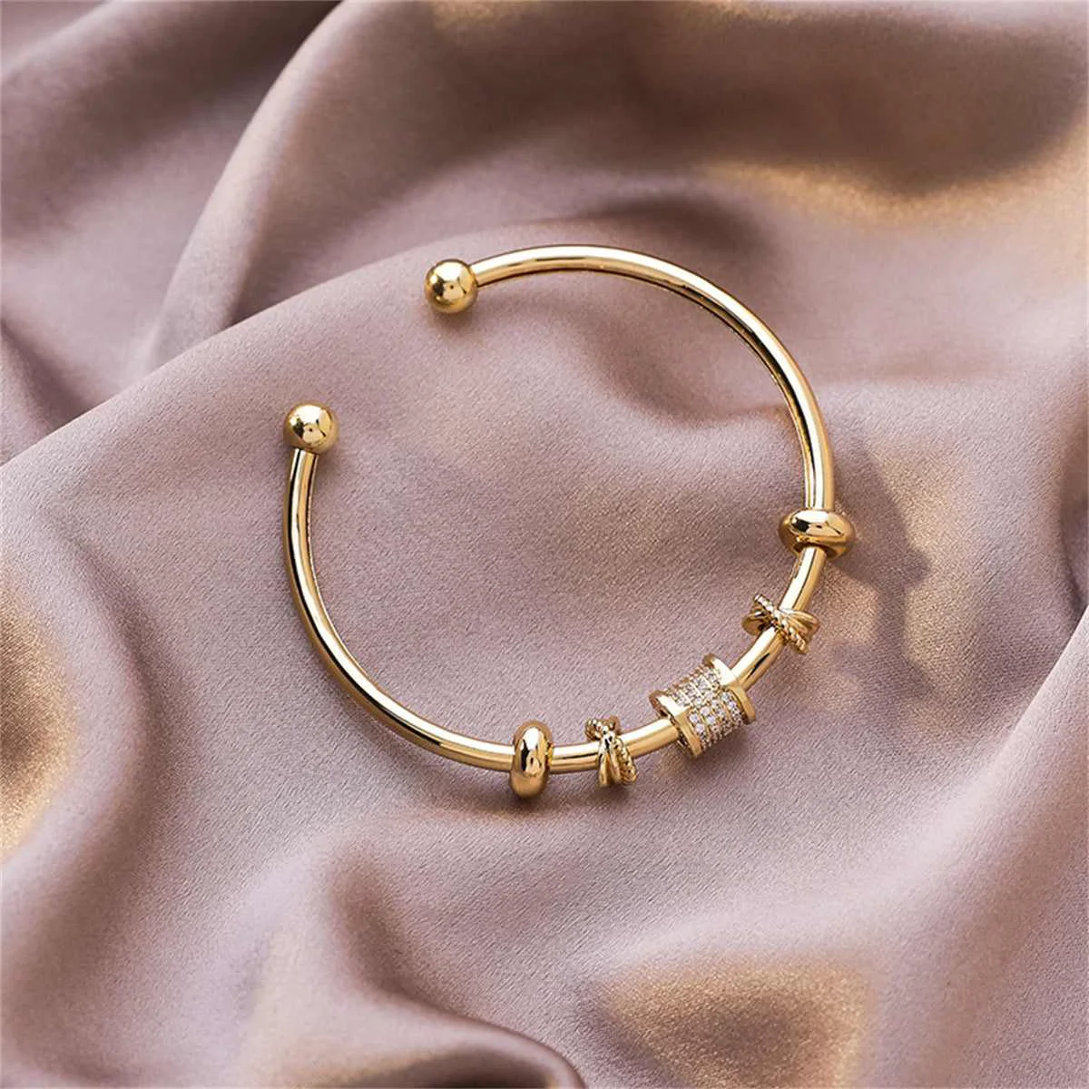 Versatile Cubic Zirconia Goldtone Coin Geometric-Charm Cuff Original