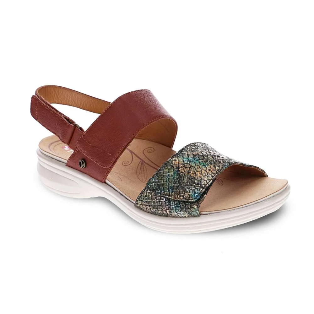 Secure Como Adjustable Slingback Sandal - Cognac Peacock Python Classic