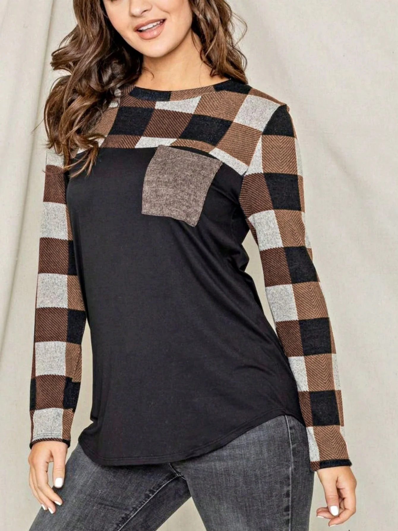 User-Friendly Boho Retro 90's Vintage Out Stitch Raglan Sleeve Cuff Paisley Plaid Checker Christmas Stripe Leopard Accented Knit Top Shirt Blouse Expertly Made