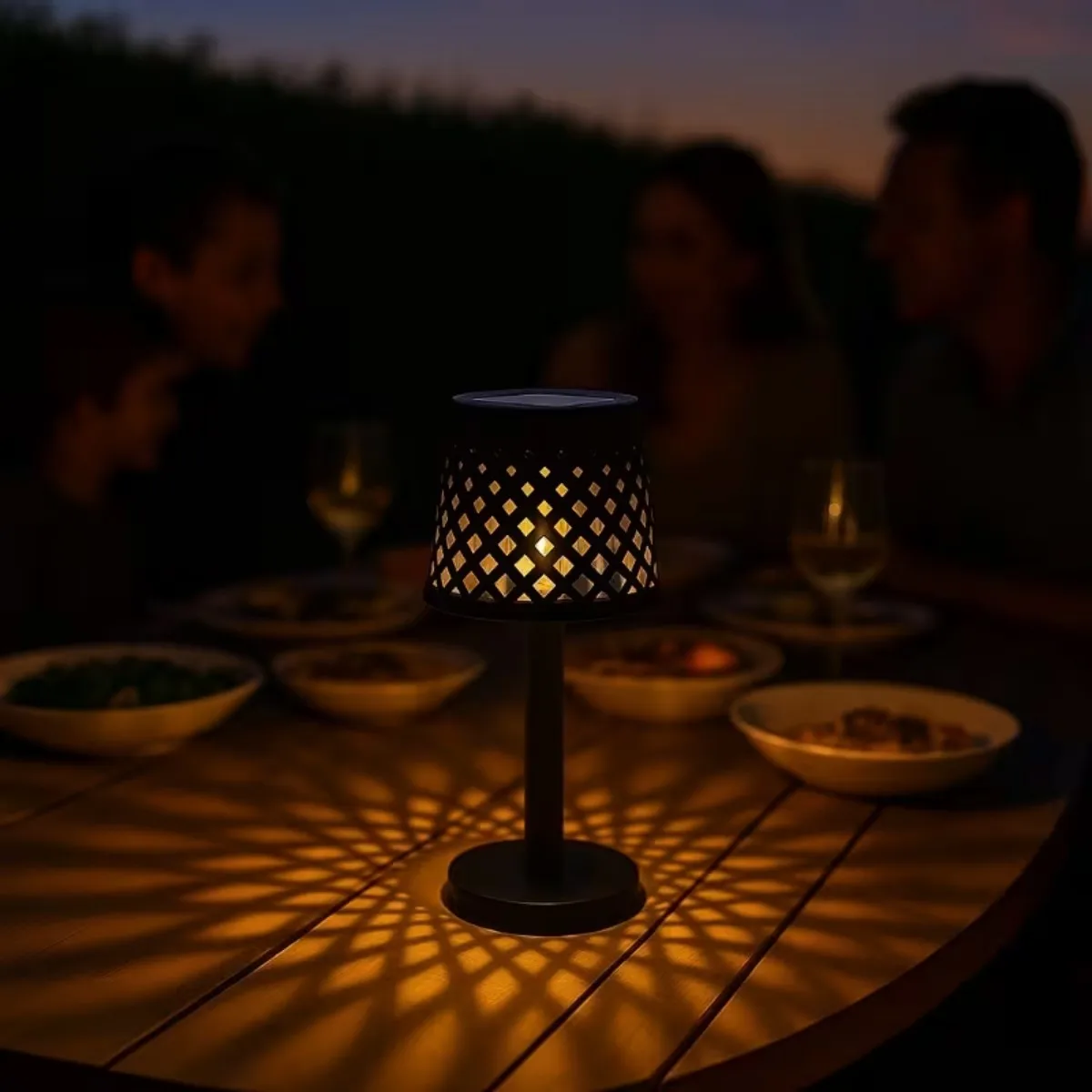Authentic Rustic Lattice Hollow Solar Table Lamp Smart