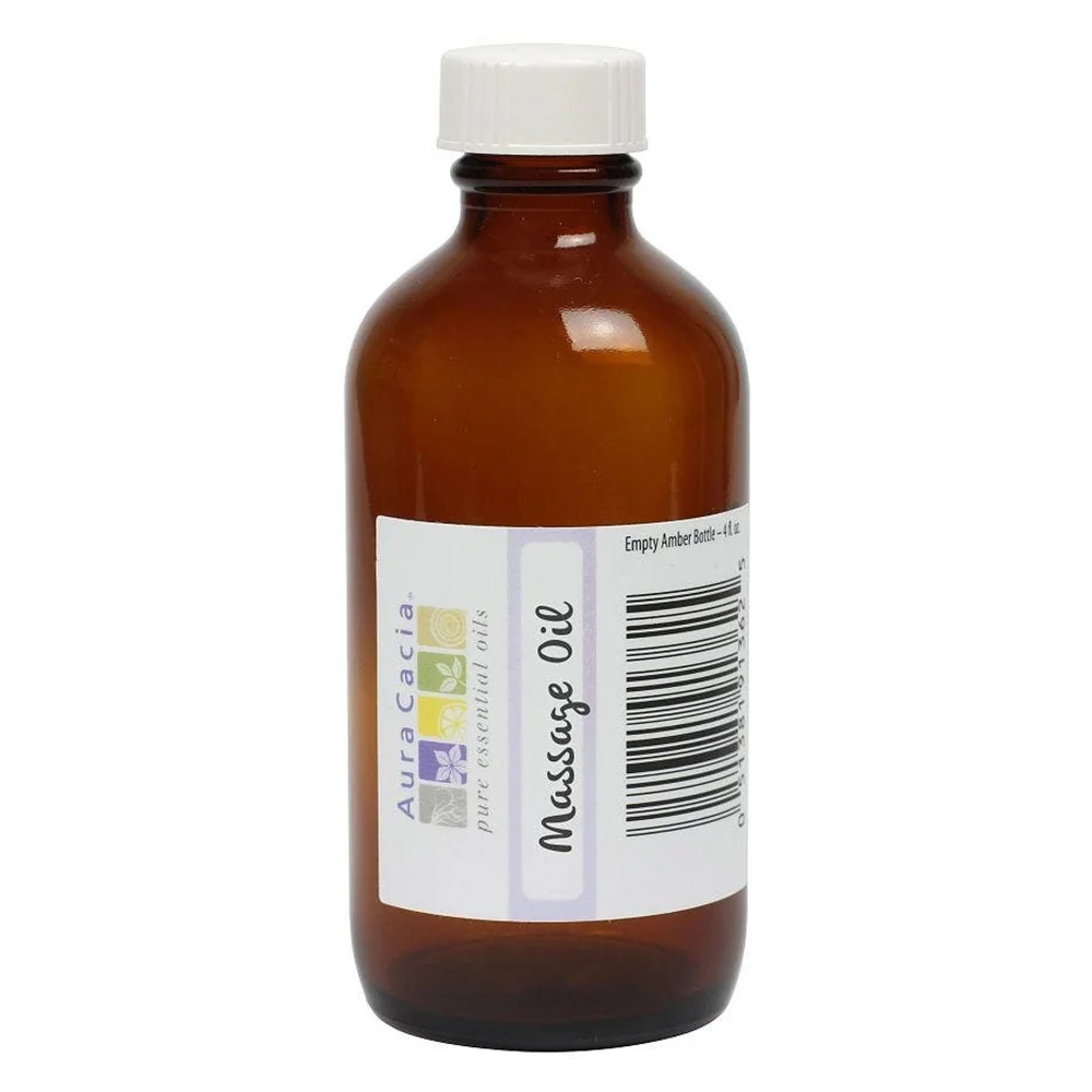 Clean Aura Cacia Amber Glass Bottle with Writable Label Storage for Essential Oils 4Oz 118ml Sophisticated
