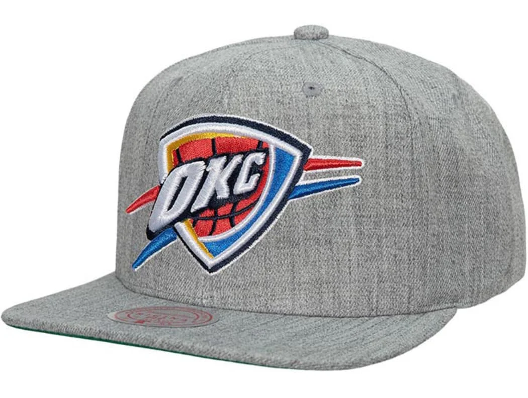 Trendy Mitchell Ness Men's NBA Team Heather 2.0 Snapback Thunder Snapback Caps Long-Lasting