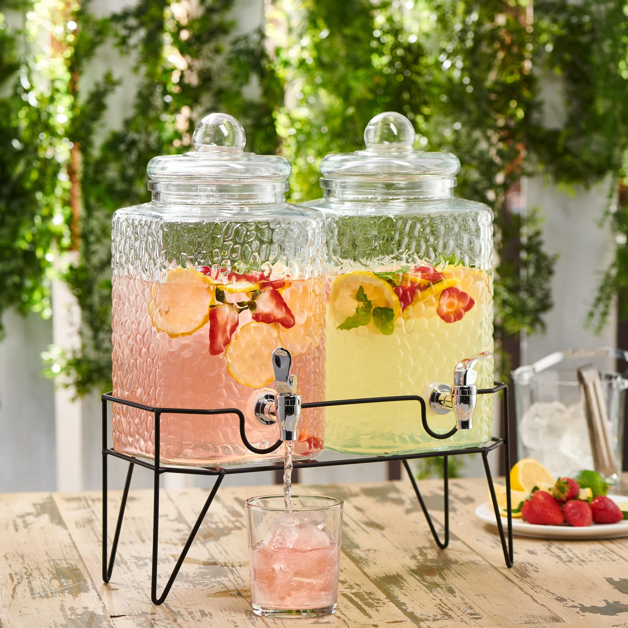 Excellent Jay Companies Hamburg Set Of 2 Beverage Dispensers With Stand 1.5 Gal Each Effective