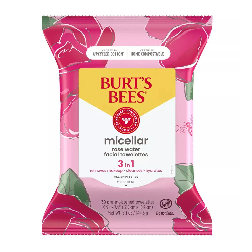 Minimalist Burts Bees Micellar Makeup Removing Facial Cleansing Towelettes Rose Water 30 Ea Relaxed