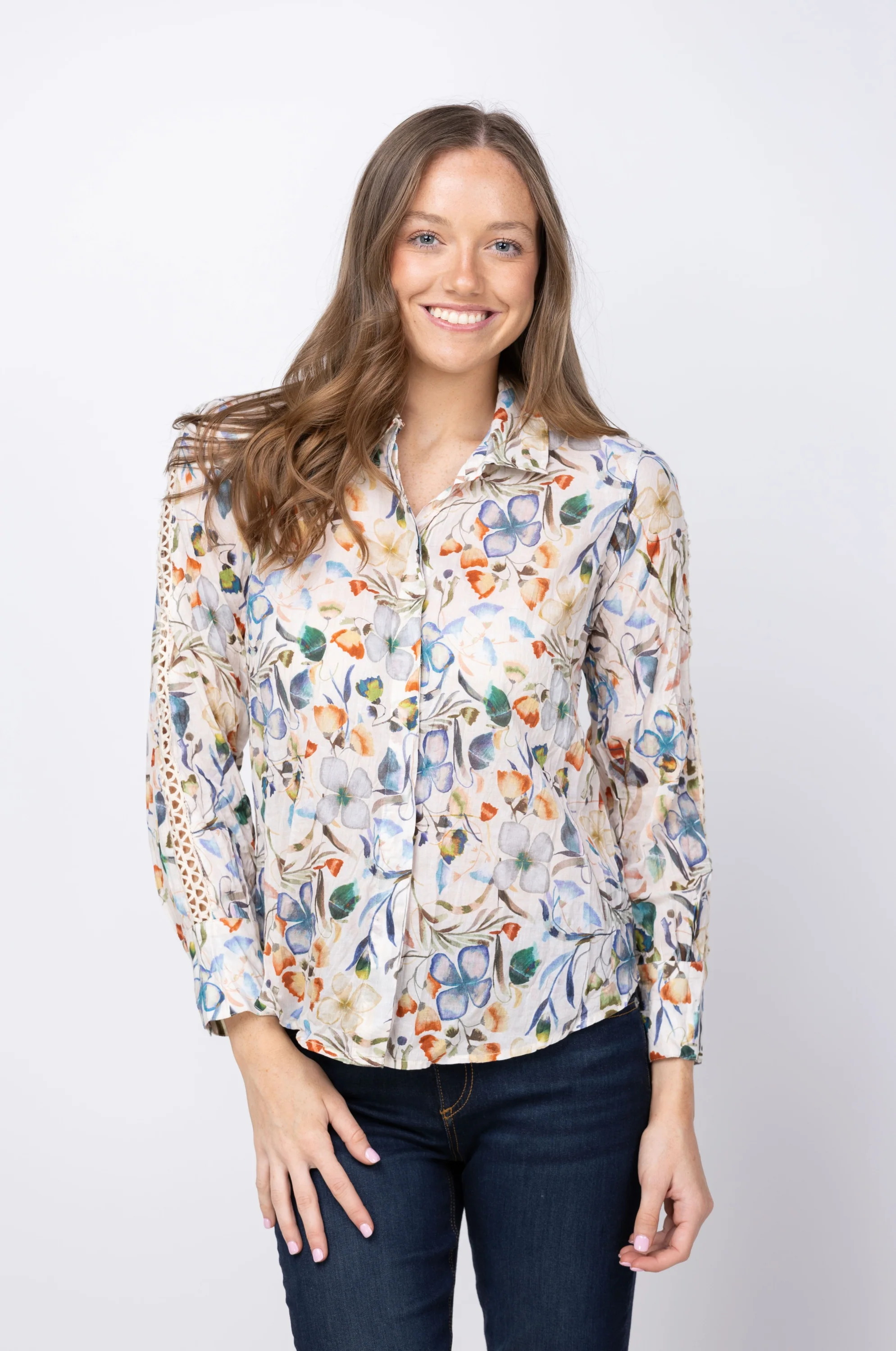 Trusted NIC ZOE Pressed Flowers Cotton Lawn Shirt in Neutral Multi Effective