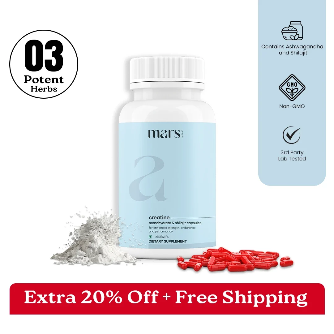 World-Class Mars Micronized Creatine Monohydrate Caps Powered with Shilajit 120 N Sustainable