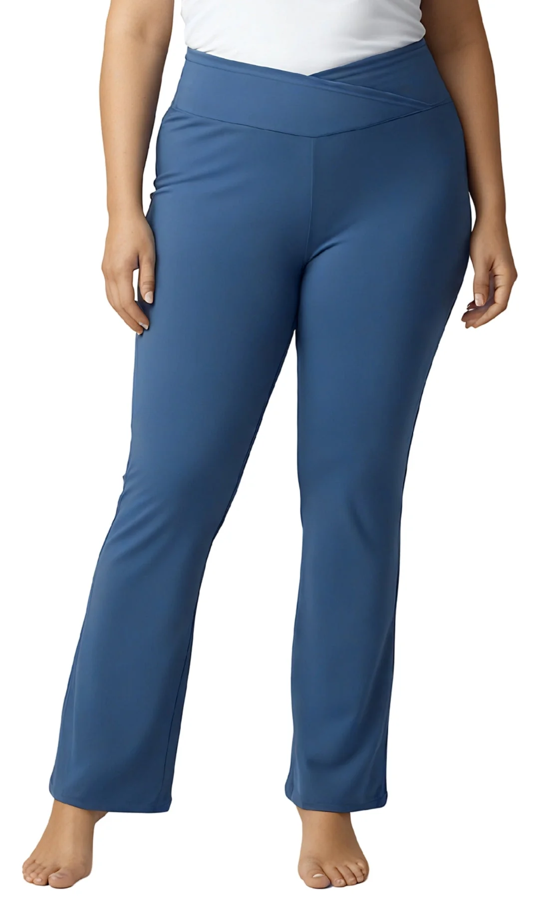 High-Grade Women's Pull-on Cotton Stretch Bootcut Flare Leggings with a Crossover waistband Original Design