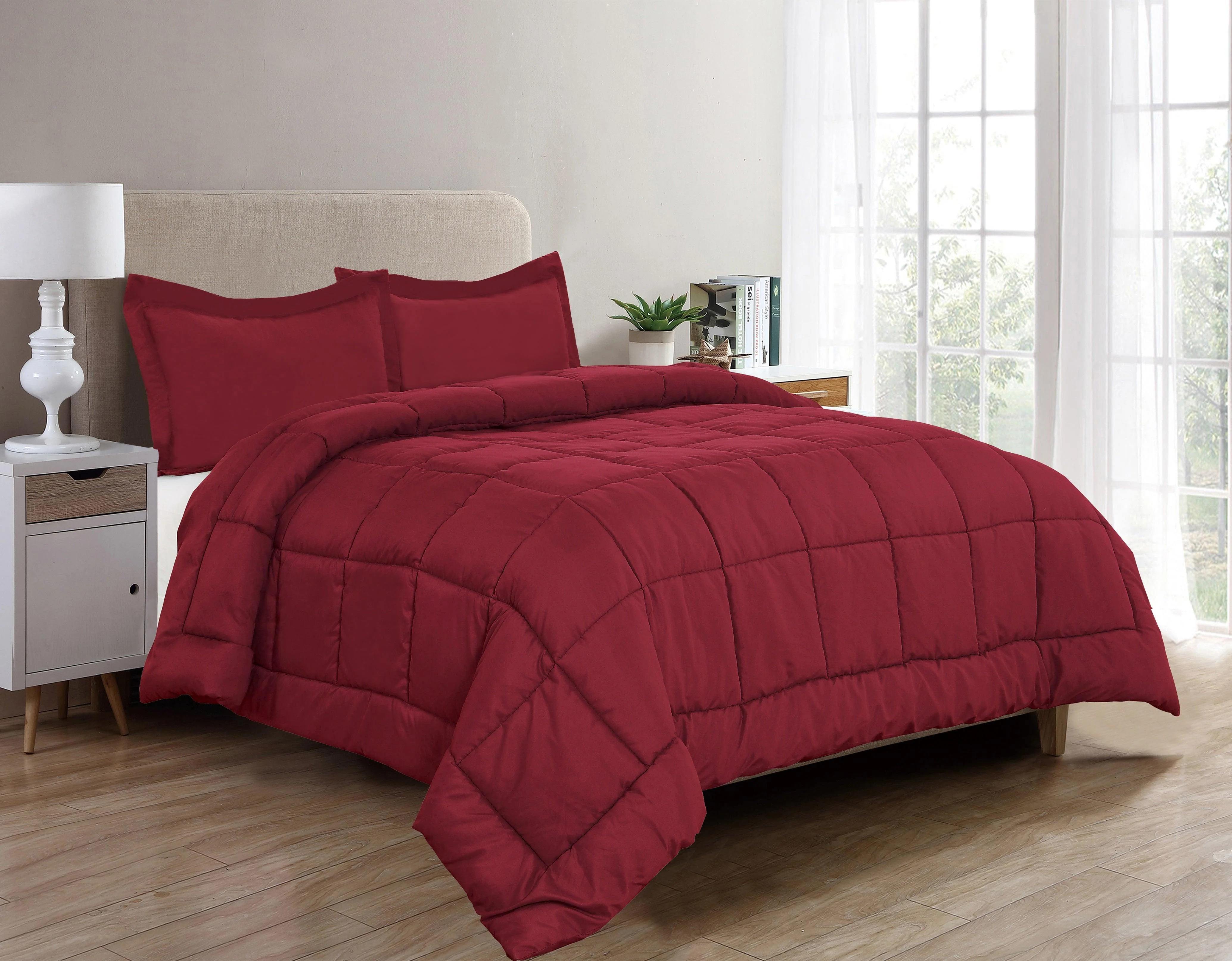 Reliable Elegant Comfort 3-Piece Solid Box Stitched Comforter Shams - Double-Filled Comforter Premium Material