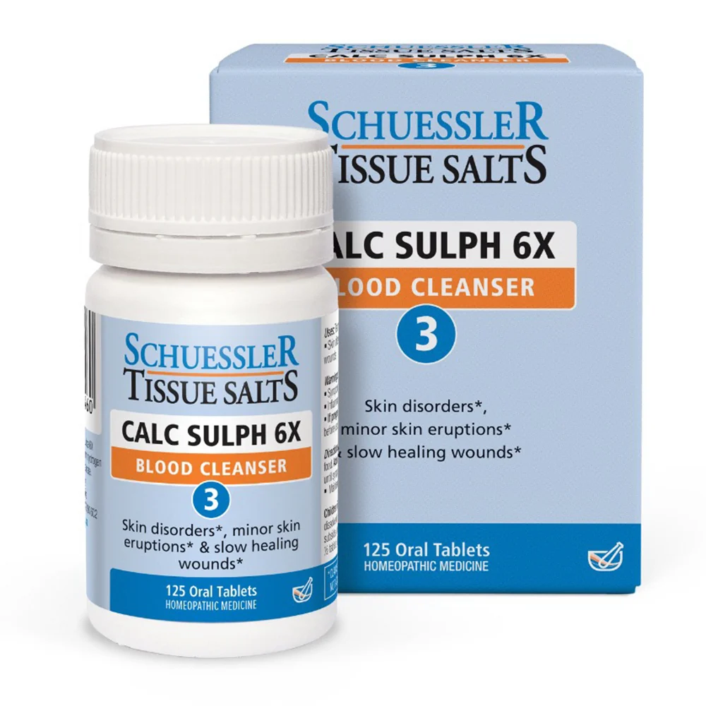 Fashionable Schuessler Tissue Salts Calc Sulph 6X Blood Cleanser Oral Tablets 125Ea Elite