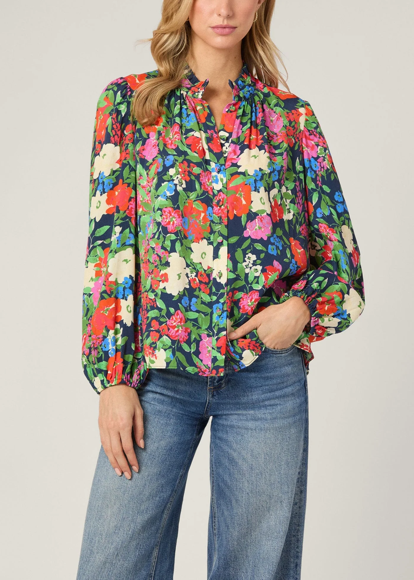 Comfortable Shoshanna Ingrid Top in Navy Multi Natural