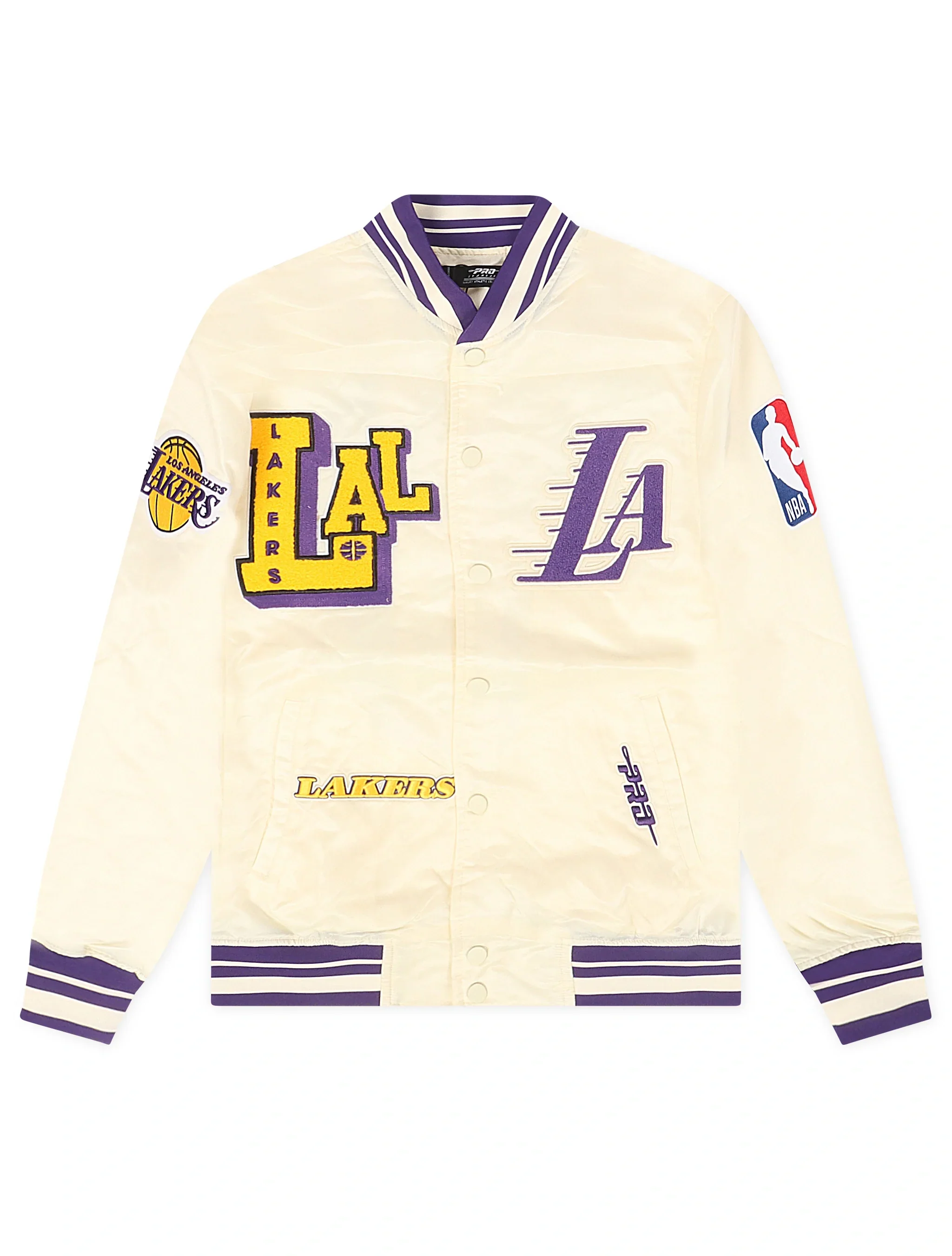 Convenient Pro Standard LA Lakers Rib Satin Jacket - Eggshell World-Class