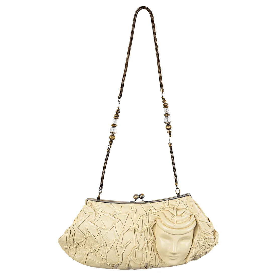 Outstanding La Chic Women's Handcrafted Leather Face Embellished Clutch Modern