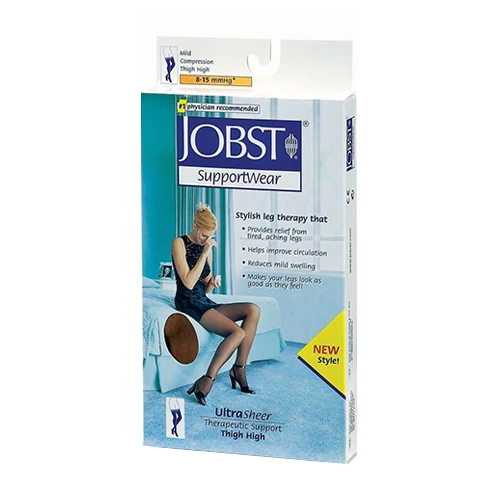 Prestigious Jobst Ultrasheer Thigh Highs Stockings 8-15 Mmhg Compression Black Size Large - 1 Each Minimalist