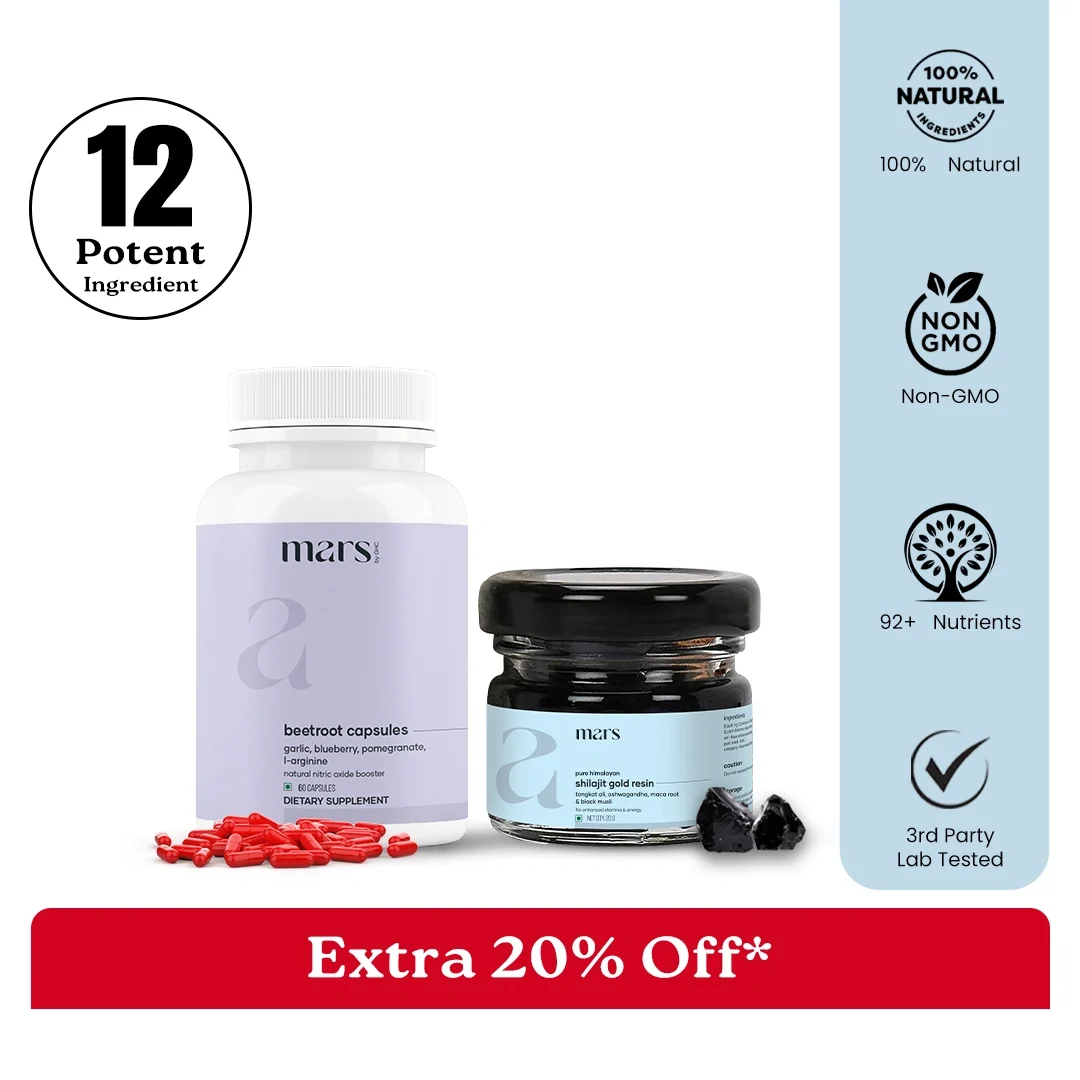 Long-Lasting Mars Nitric Gold Combo Mars Beetroot Nitric Oxide Booster Mars Pure Himalayan Shilajit Gold Resin Superior