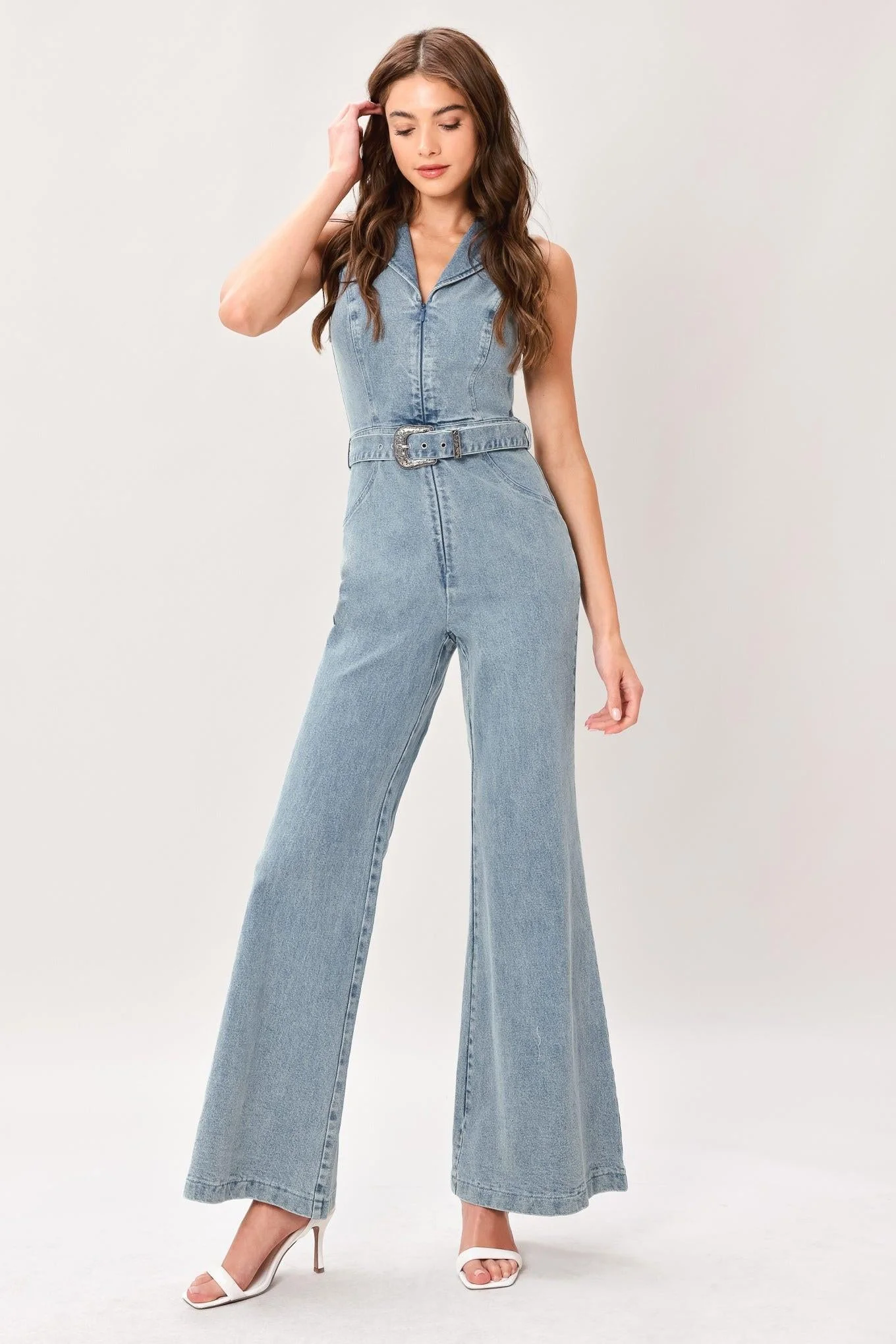 Excellent Flare Icon Denim Jumpsuit Certified