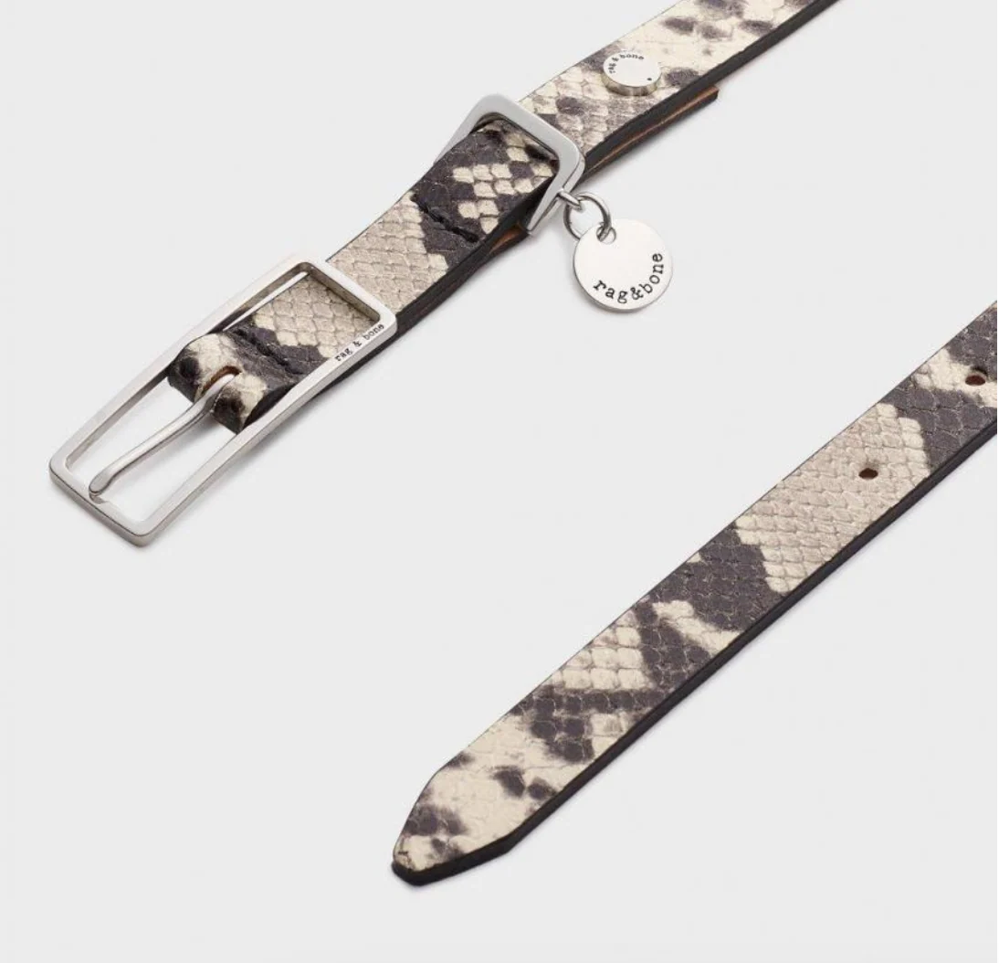Effective Rag Bone Baby Rebound Belt in Black White Snakeskin Outstanding