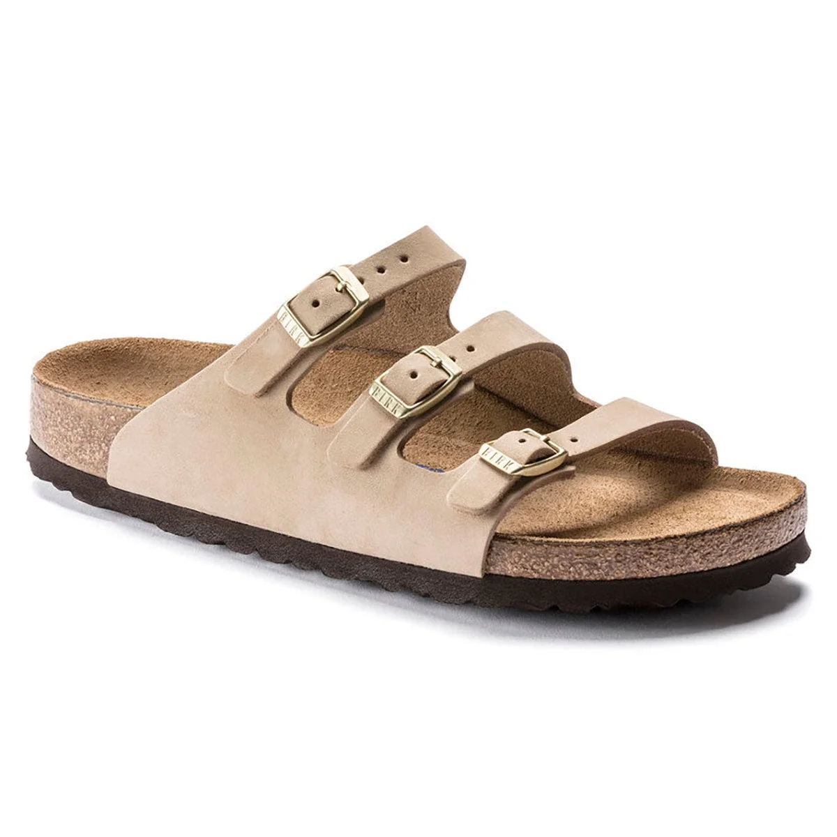 Reliable Birkenstock Florida Fresh Soft Footbed Nubuck Leather Sandcastle Sandals Certified