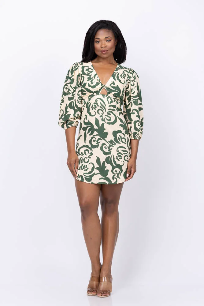Solid Misa Los Angeles Willa Dress in Tonal Cactus Specialty