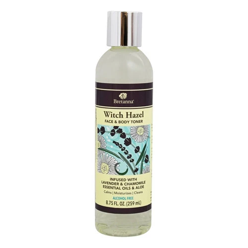 Top-Quality Bretanna Witch Hazel Face and Body Toner Infused with Lavender and Chamomile Essential Oils and Aloe 8.75 Oz Minimalist