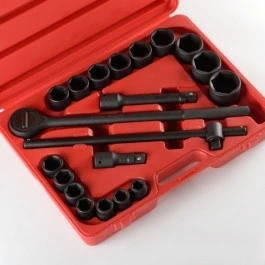 Next-Generation 21 Piece 3 4 Dr Drive Tool Black Impact Ratchet Socket Set Standard Size SAE High-End