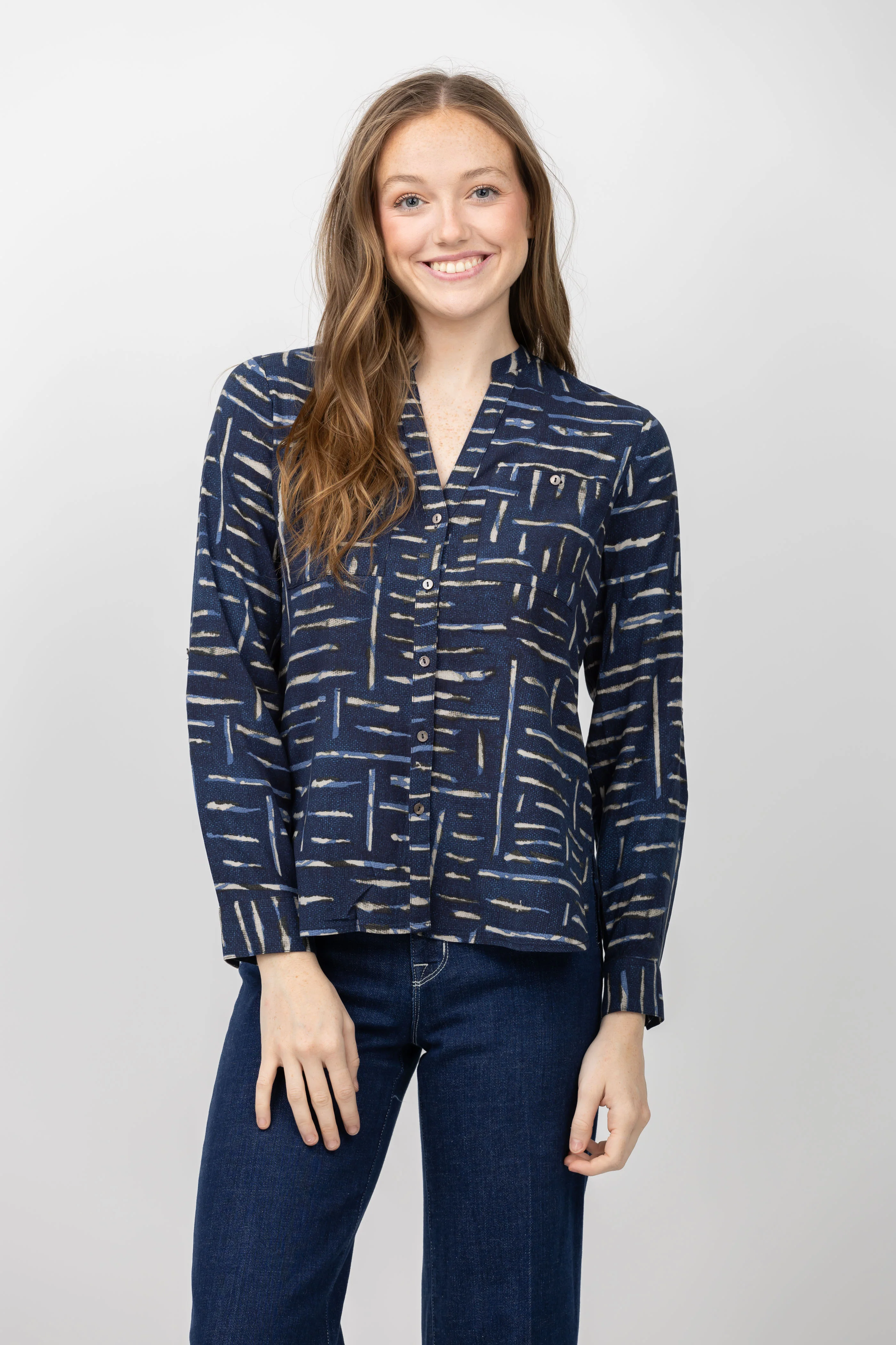 Versatile Nic Zoe Indigo Dash Shirt in Indigo Multi Prestigious