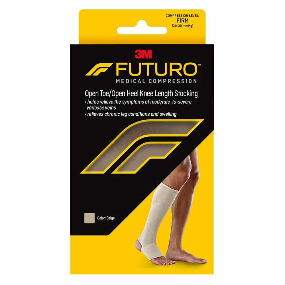Effective Futuro Unisex Therapuetic Open Toe Heel Knee Length Stocking Firm Compression 20 to 30mm Hg Size Large Pair Beige Color 1Ea Verified