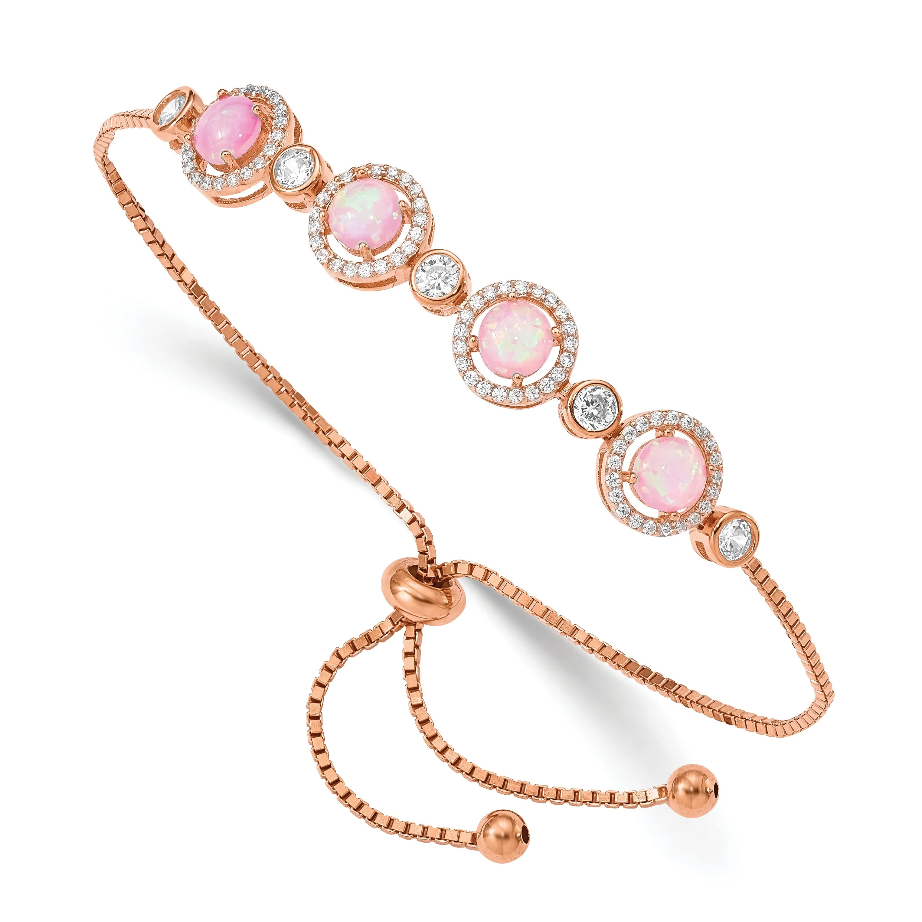 Versatile Created Opal and Cubic Zirconia Rose Gold Over Silver Bracelet Premium Material