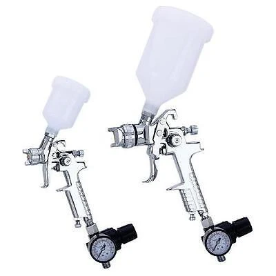 Smart 2 Piece HVLP Air Powered Gravity Feed Fed and Pot Spray Gun Paint Sprayer Set Flexible