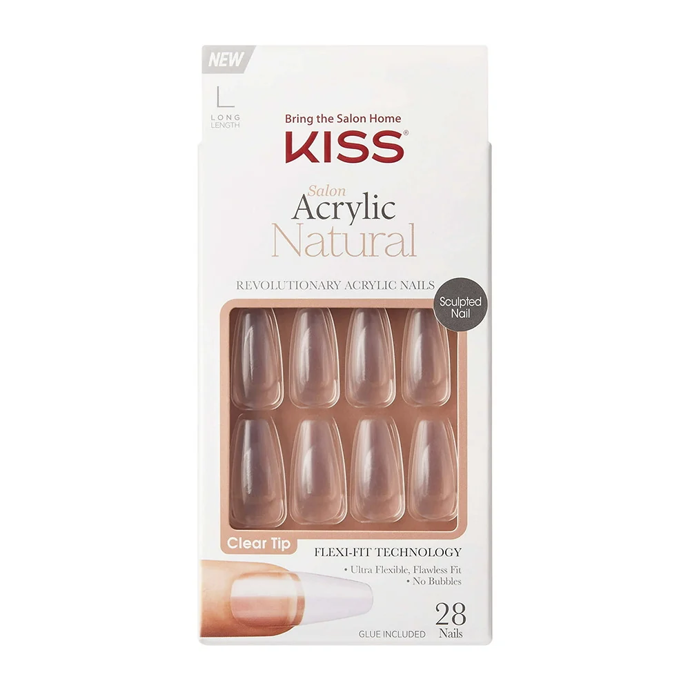Comfortable Kiss Salon Acrylic Natural Nails Crystal Clear 28 Ea Dependable