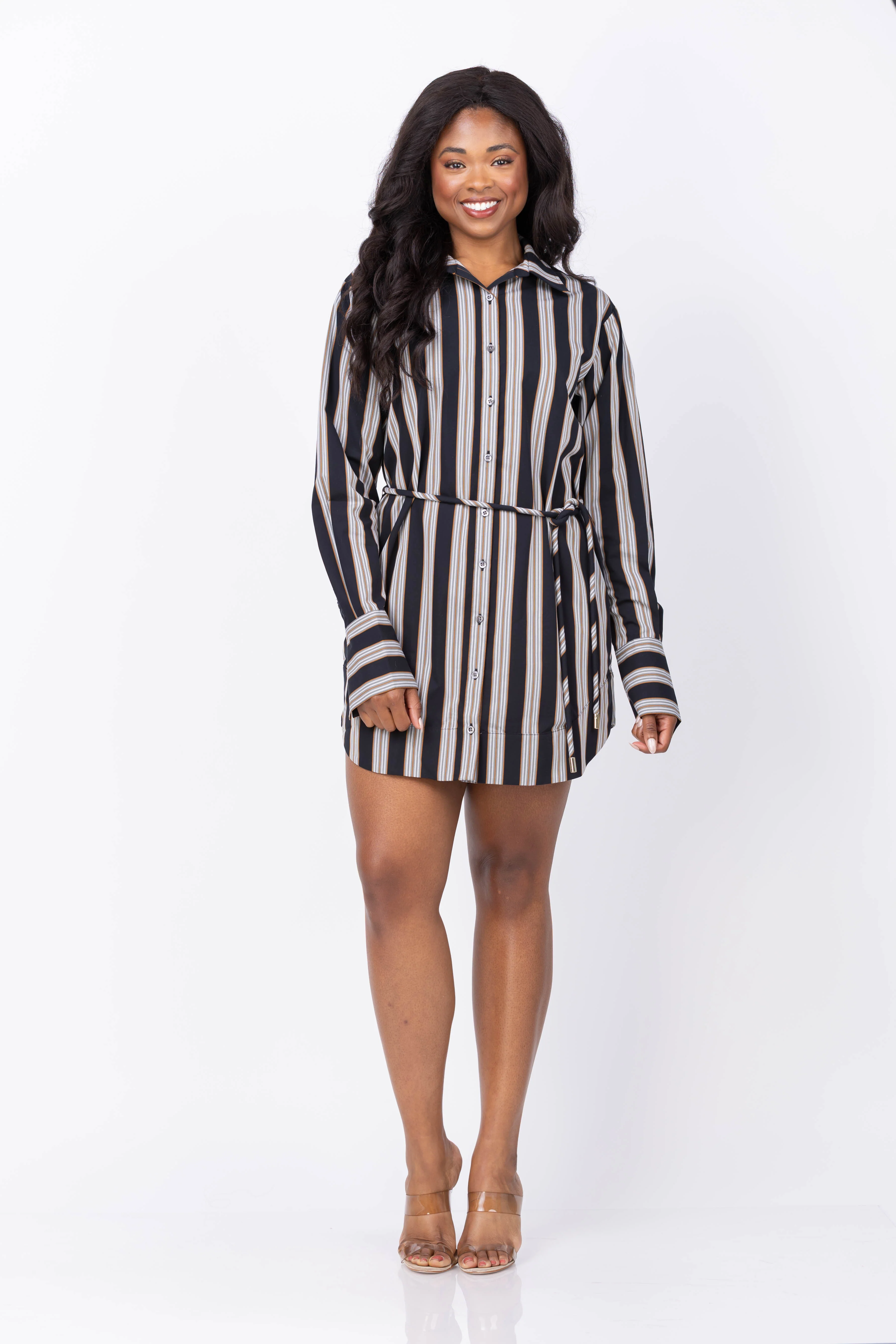 Verified Hevron Abby Dress in Black Stripe Convenient
