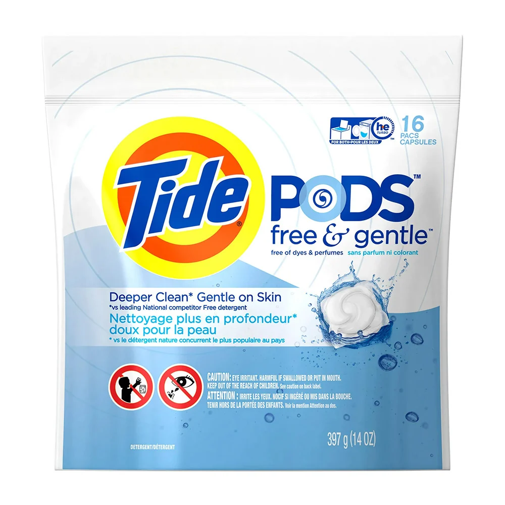 Environmentally Friendly Tide Pods and Gentle Laundry Detergent Pacs 16 Ea Long-Lasting