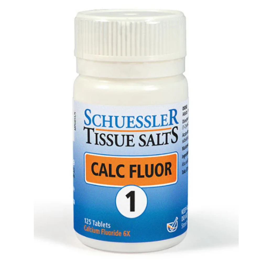 Safe Schuessler Tissue Salts Calc Fluor 6X Tablets for Elasticity and Skin Support 125Ea Genuine