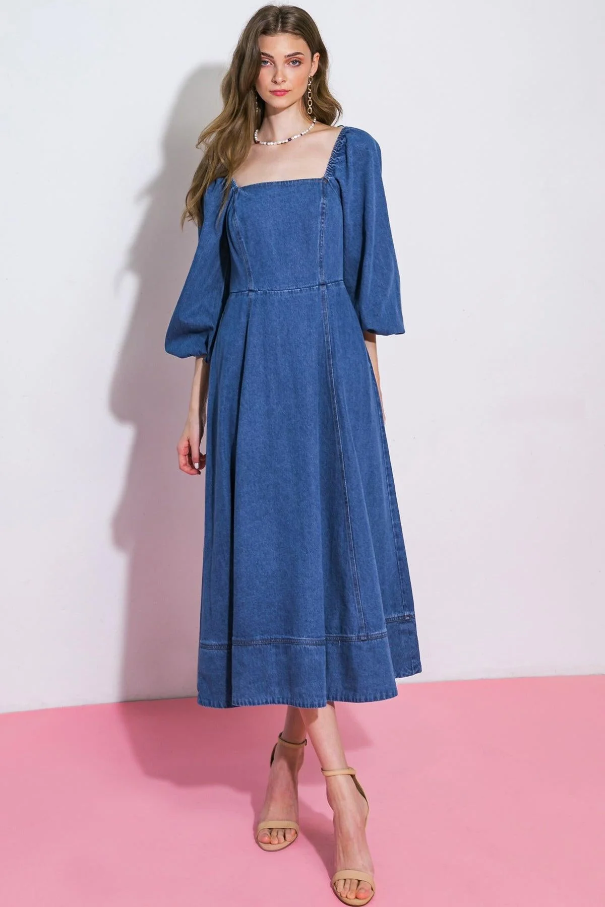 Classic Feelin's Groovy Denim Midi Dress Authentic
