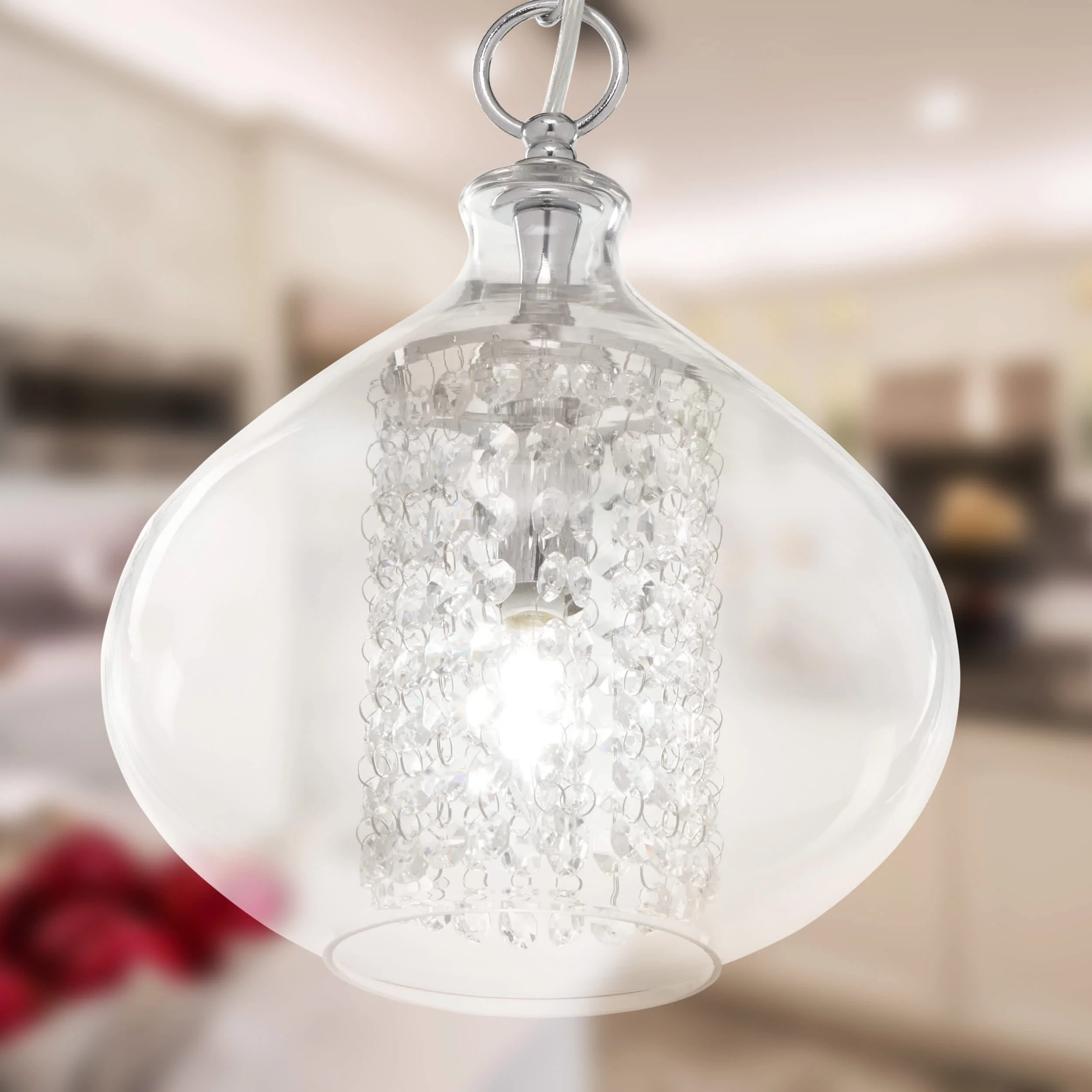 Luxury River of Goods Clear Glass Hanging Lamp Crafted