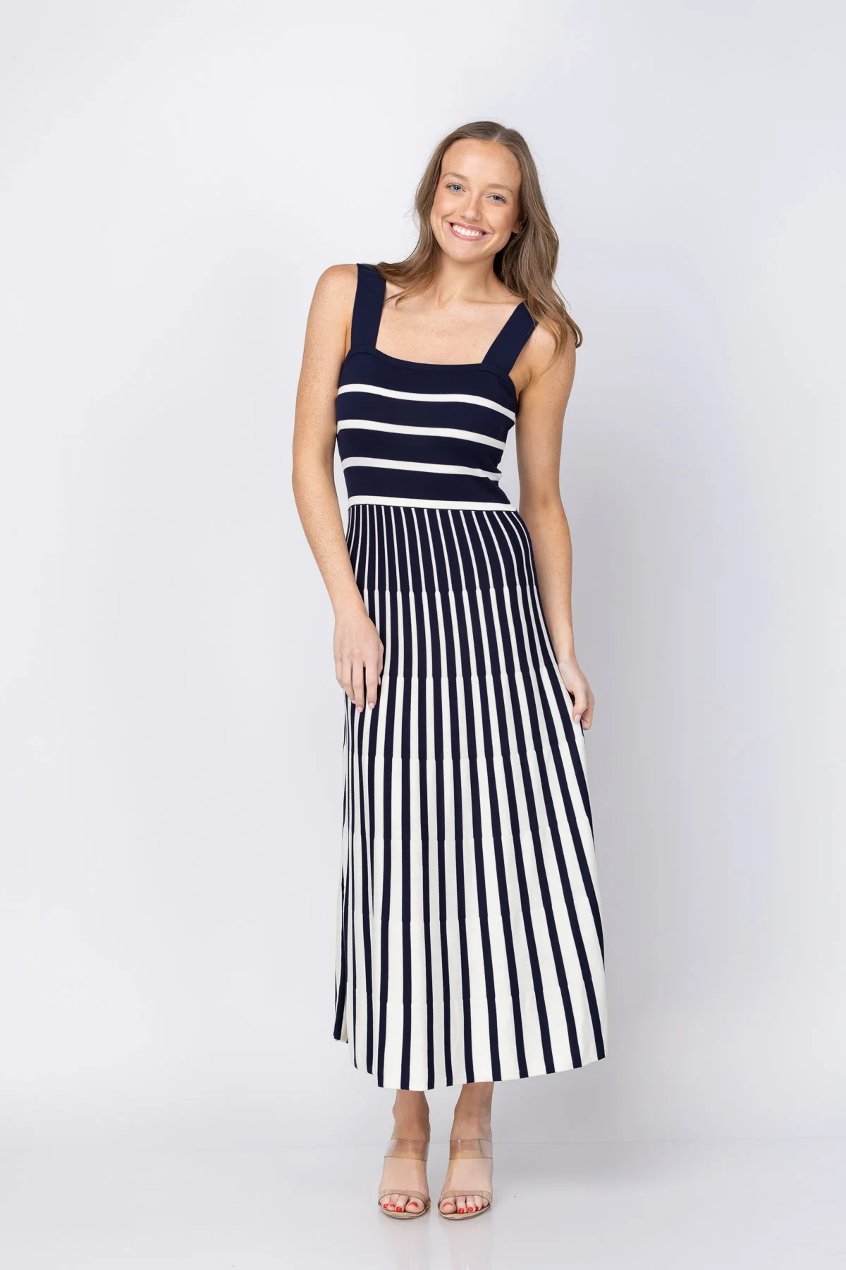 Trendy Velvet by Graham Spencer Aveline 07 Dress in Navy Natural