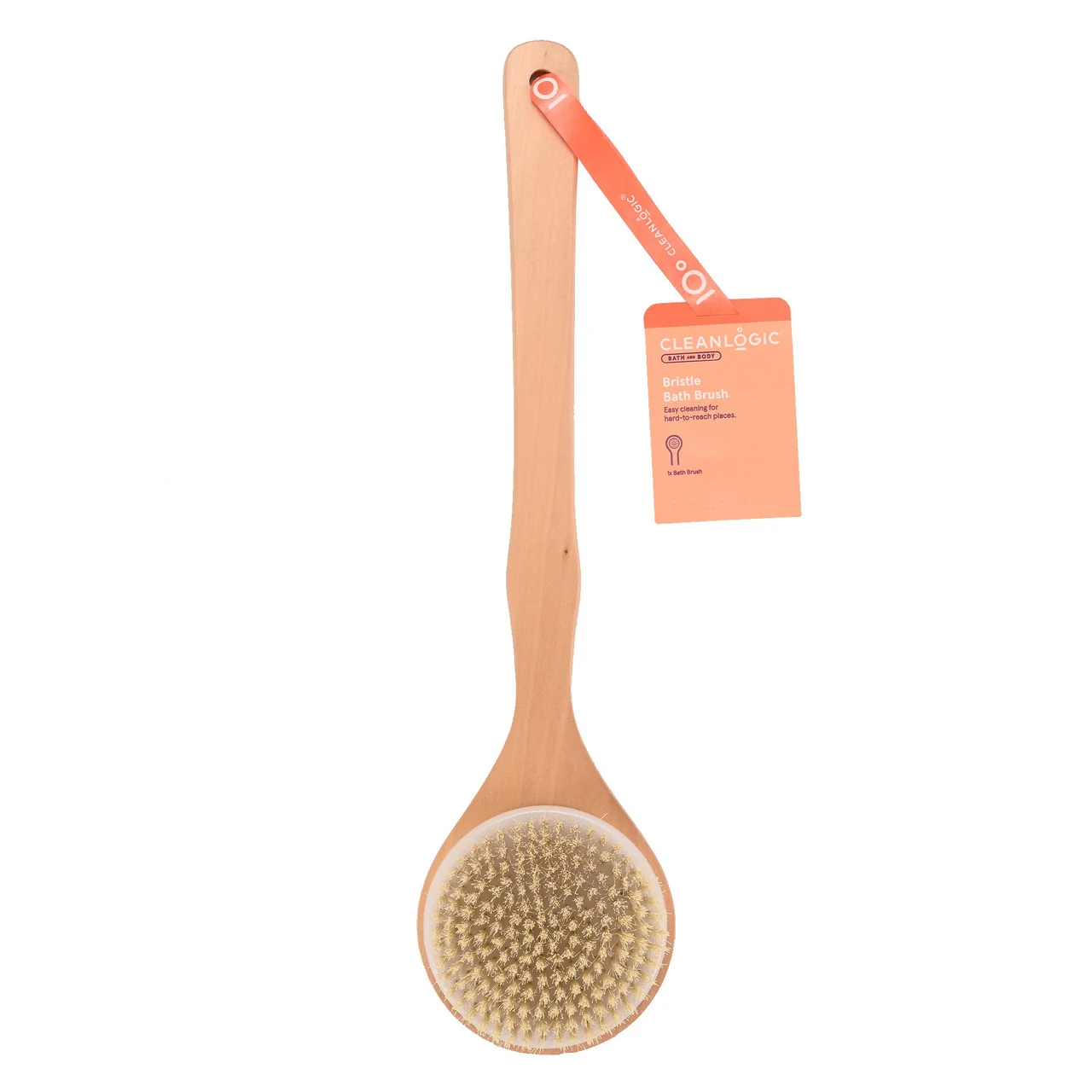 Lightweight Cleanlogic Wooden Handle Bristle Bath Brush 1 Ea World-Class