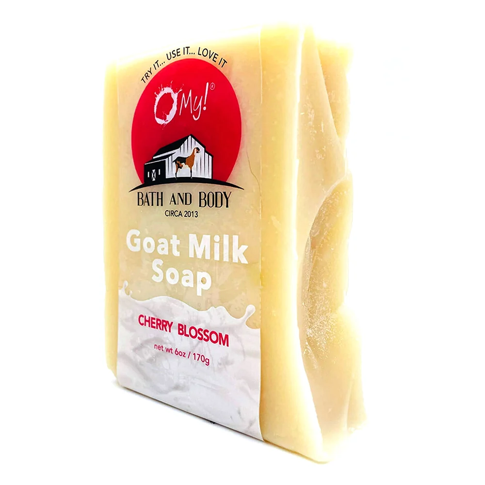 Healthy O My Goat Milk Soap Bar Cherry Blossom for Gentle Cleansing and Nourishing Skin 6Oz 170g Solid