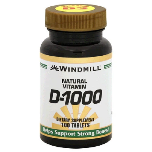 Authentic Windmill Natural Vitamin D-1000 Tablets To Support Strong Bones 100 Ea Consistent