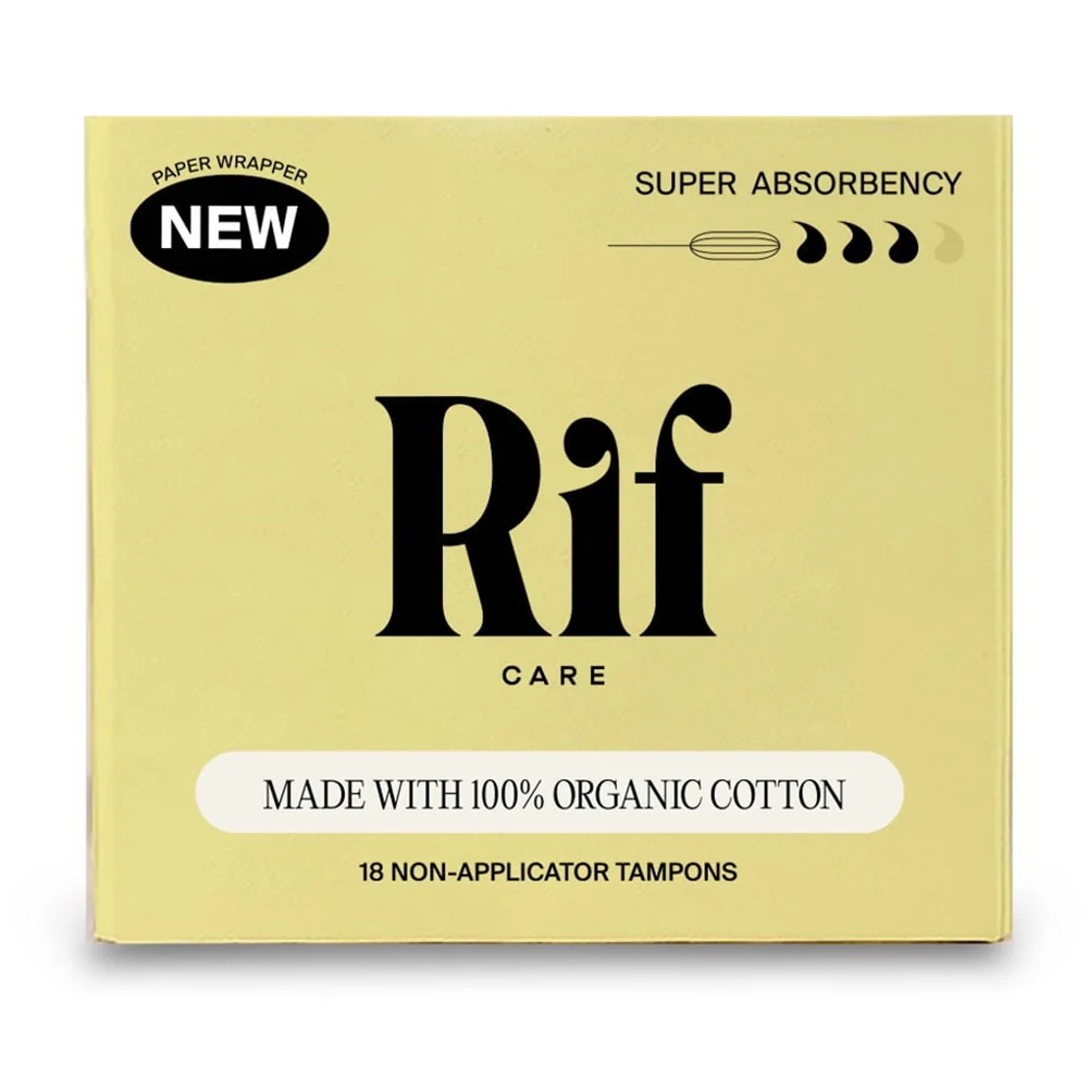 Durable Rif Care Organic Cotton Tampons Unscented Super Absorbency for Reliable Period Protection 18Ea Green