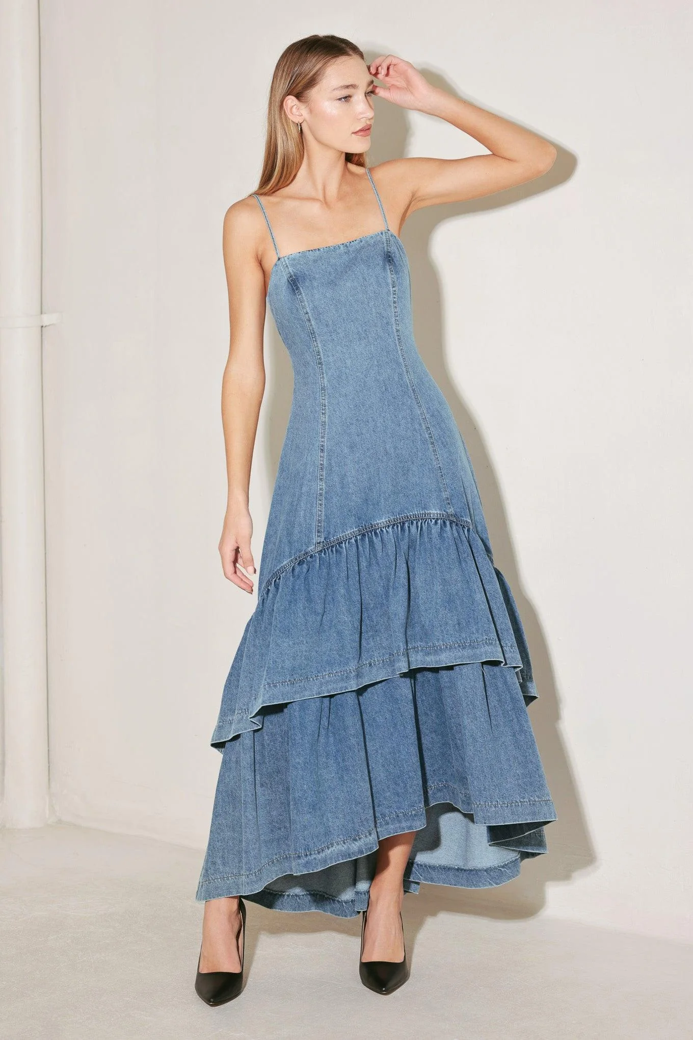 Detailed Runway Rebel Denim Midi Dress Selected