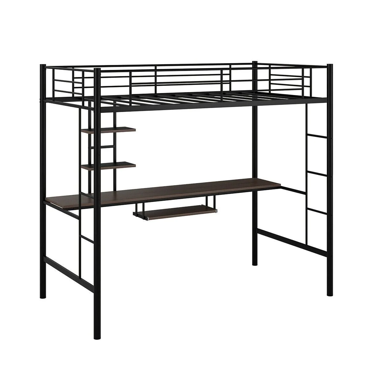 Soft Large Twin Adult Metal Loft Bed Frame With Storage And Desk Versatile