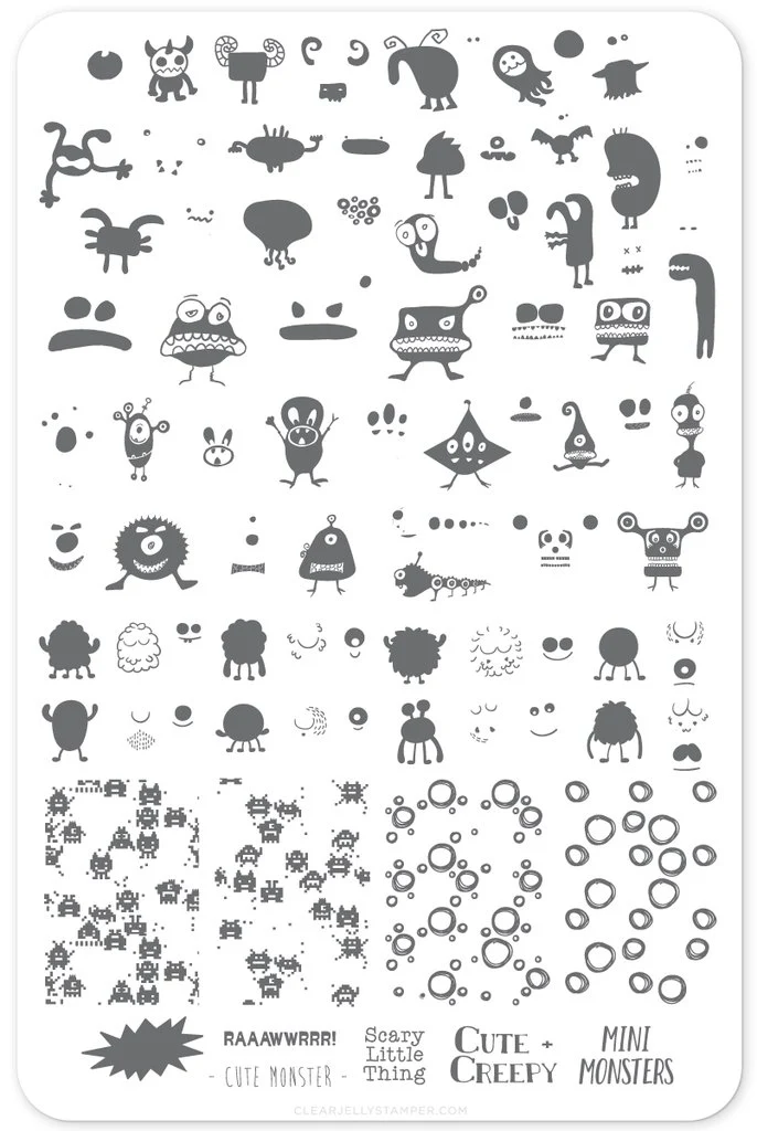 Carefully Designed Monster Mash CjS H-27 - Clear Jelly Stamping Plate Original