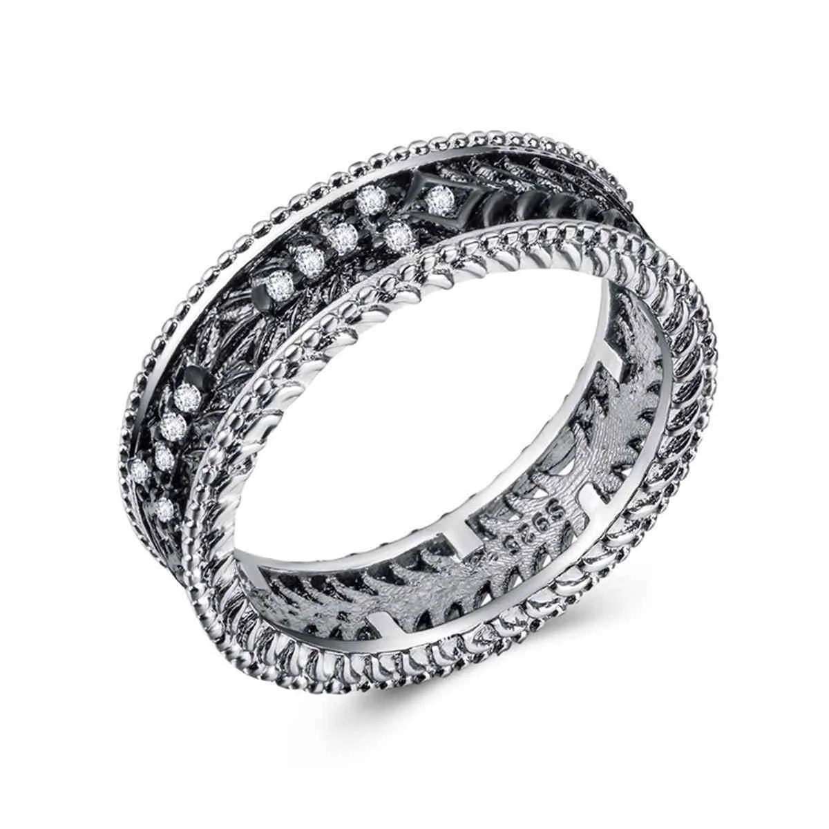 Versatile Cubic Zirconia Two Tone Openwork Band High-Quality