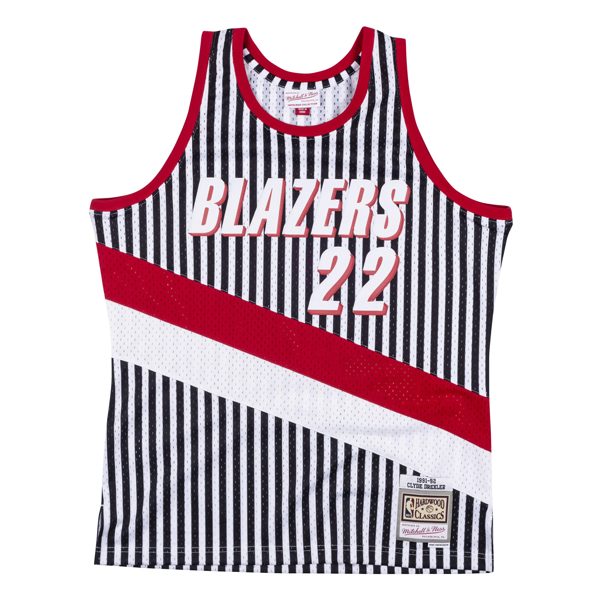 Casual Mitchell Ness Men's NBA Striped Swingman Jersey 91 Trail Blazers Drexler Jerseys Genuine