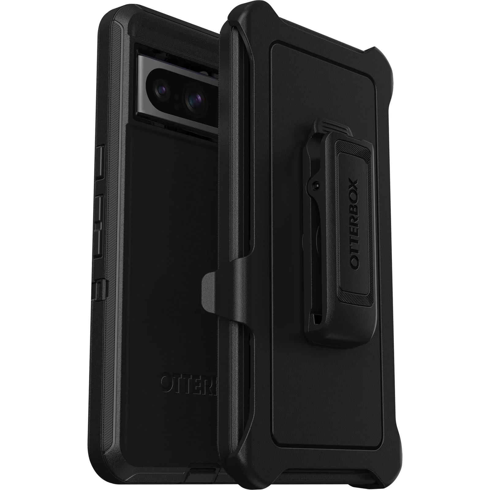 Crafted Otterbox Google Pixel 8 Pro Defender Series Case - Black Rugged Durable with Port Protection Includes Holster Clip Kickstand Organic