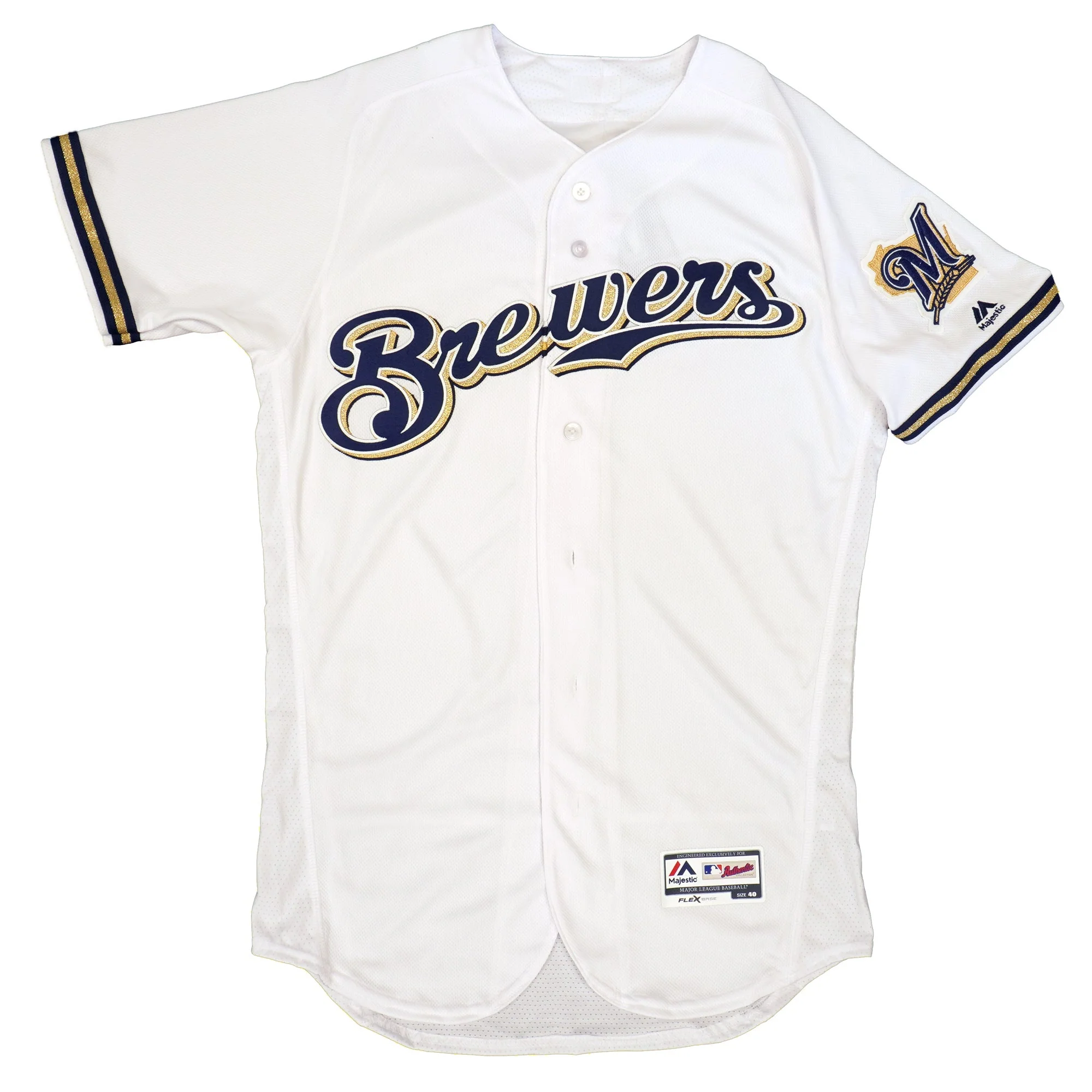Advanced Majestic Men's MLB Milwaukee Brewers On Field Flex Base Jersey White Proven