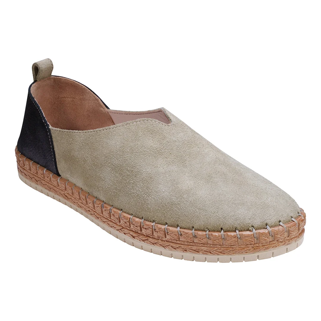 Innovative Paisley Tan Two Tone Suede Slip on Flats Sophisticated