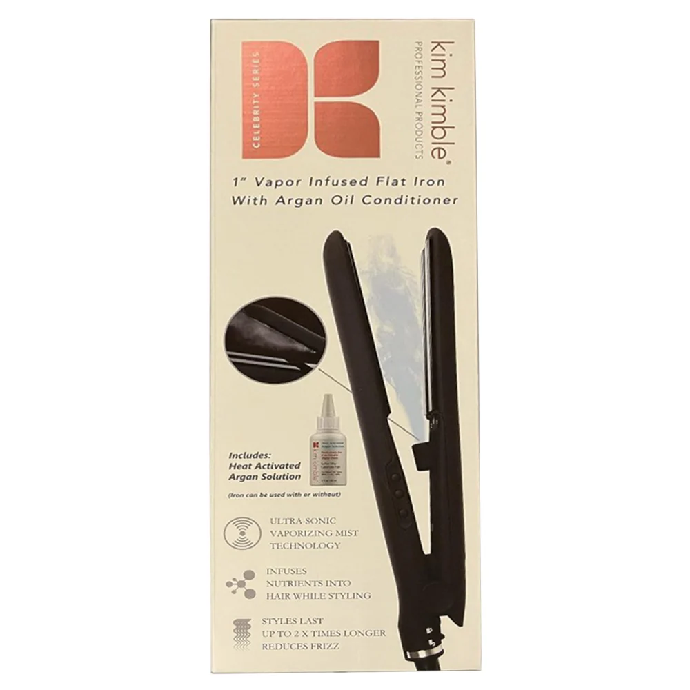 Dependable Kim Kimble 1 Inch Vapor Infused Flat Iron with Argan Oil Conditioner 1Ea Professional